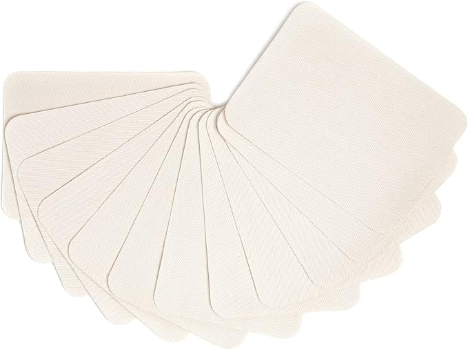 12PCS Fabric Iron on Patches Inside & Outside Strong Glue 100% Cotton Repair Patch for Clothes Pants Mending and Decorating, Beige