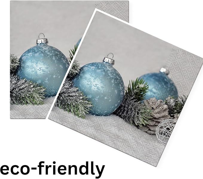 20-ct 13x13 Christmas Paper Decoupage Napkins, 3-Ply Servilletas Tissue Napkin for Dinner and Parties, Disposable Napkins (Arctic Bauble)