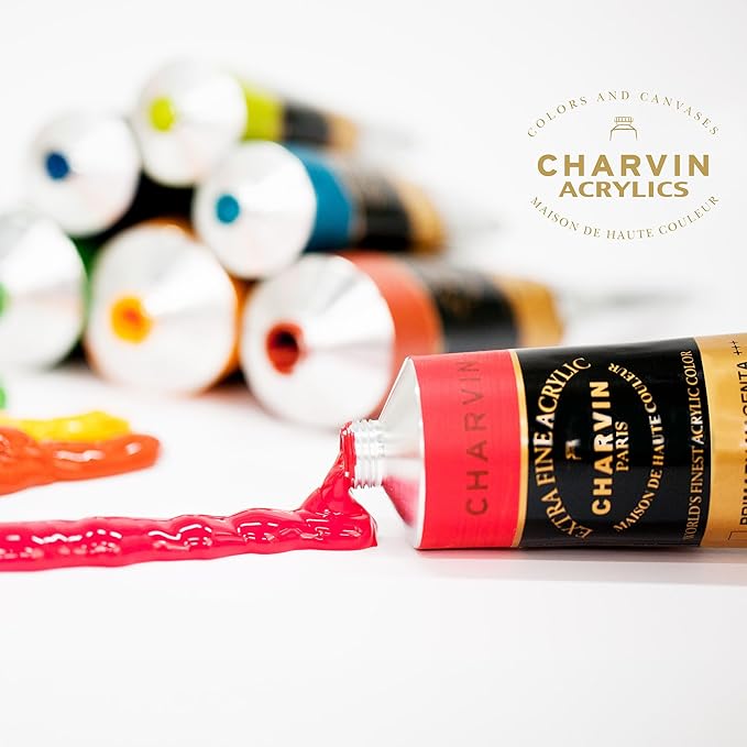 Charvin Extra Fine Professional Acrylic Paint - Khaki, 150ml Tube, Triple-Milled, Lightfast Pigments, Open Stock Artist Acrylic Paints in Nature-Inspired Hues