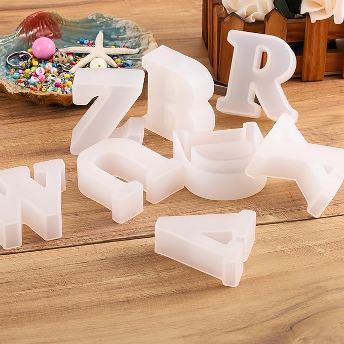 Letter Mold 2.5 inch 26 Pack Letter Mold Letter Resin Mold Alphabet Candle Mold Silicone Mold for Resin Cake Mold Clay Resin Making Molds Candle Making Molds Craft Supplies