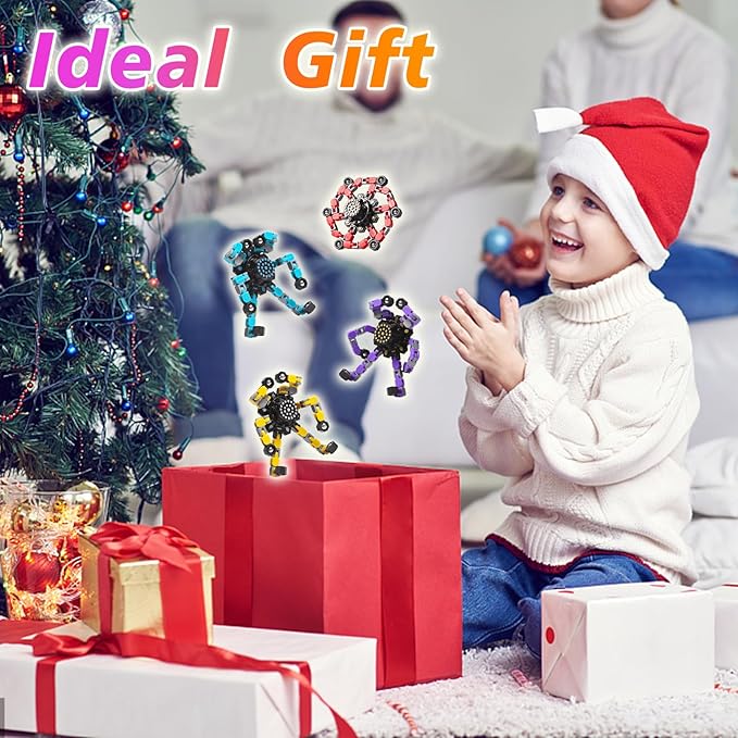 Transformable Fidget Spinners Toys 4 Pcs for Kids and Adults Stress Relief Sensory Toys for Boys and Girls Fingertip Gyros for Party Favors Chrismas Stocking Stuffers Bulk for Teens