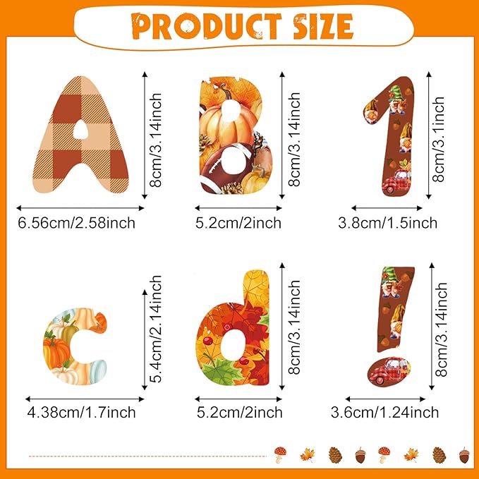 221 Pcs Bulletin Board Letters Round Alphabet Number Punctuation Symbol Combo Letter Cutouts Classroom Decoration for School Classroom Chalkboard Poster Board(Fall Round)
