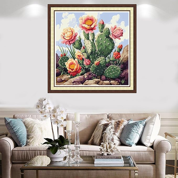Findvoor Counted Cross Stitch Kits for Adults Full Range of Cross Stitching Embroidery Unprinted Pattern for Beginners, 11CT Needlepoint Kit Patterns Embroidery Kits-Succulent Plants 18x18 inch