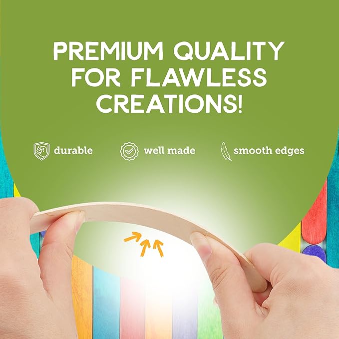 Incraftables Colored Popsicle Sticks for Crafts – 600 Pieces - 7 Colors – Large Colorful Wooden Craft Popsicle Sticks for DIY Arts and Crafts