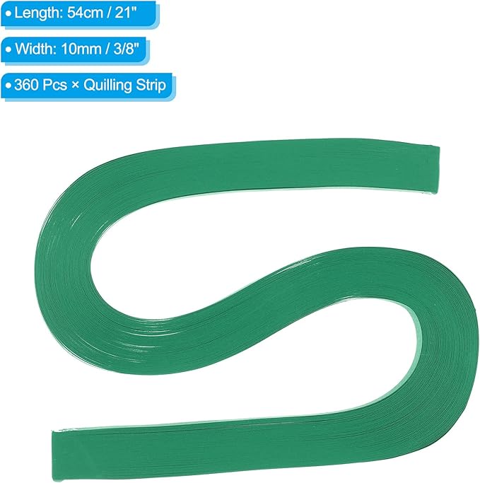 PATIKIL 360pcs Quilling Paper Strips Paper Flowers Quilling Kits 3/8"(10mm) Origami Paper for Adults Beginner Art Craft, 21"(54cm) Light Blackish Green