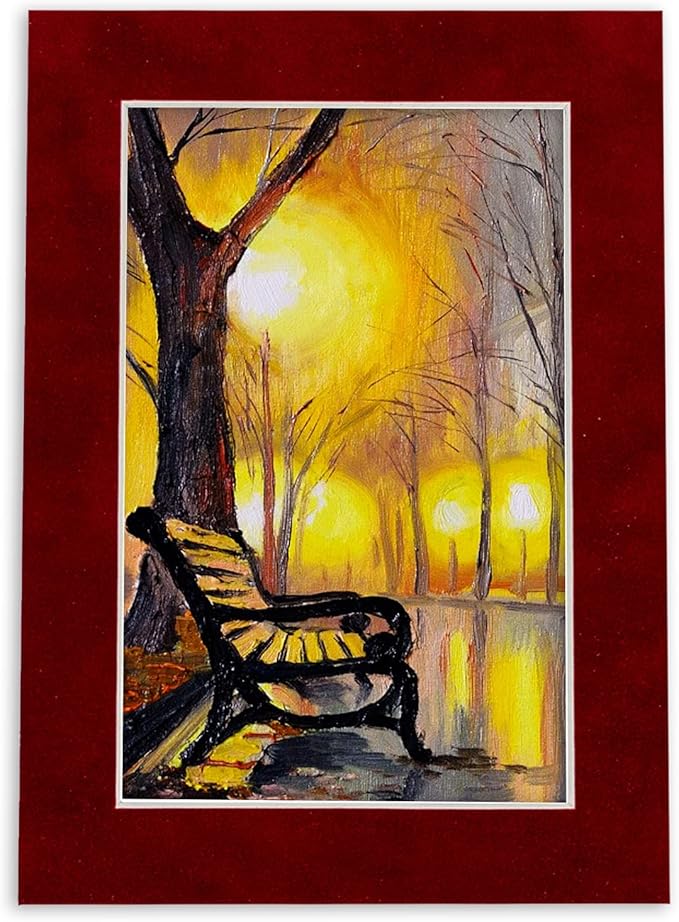 Pack of Ten Acid Free 8x10 Mats Bevel Cut for 5x8 Photos - Bright Red Suede Precut Matboards With Backing Boards and Self Seal Photo Mat Bags For Pictures, Photos, Framing - 4-ply Thickness