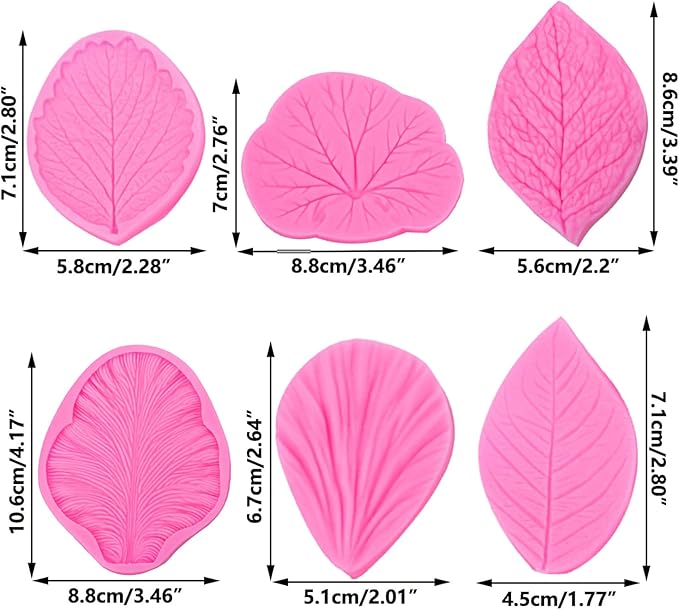 Flower Silicone Veiner Mold Set, Fondant Flower Veining Mold Tulip Orchid Molds Sugar Gum Paste Molds Cake Decoration Tool for Tulips Hibiscus Rose Leaf