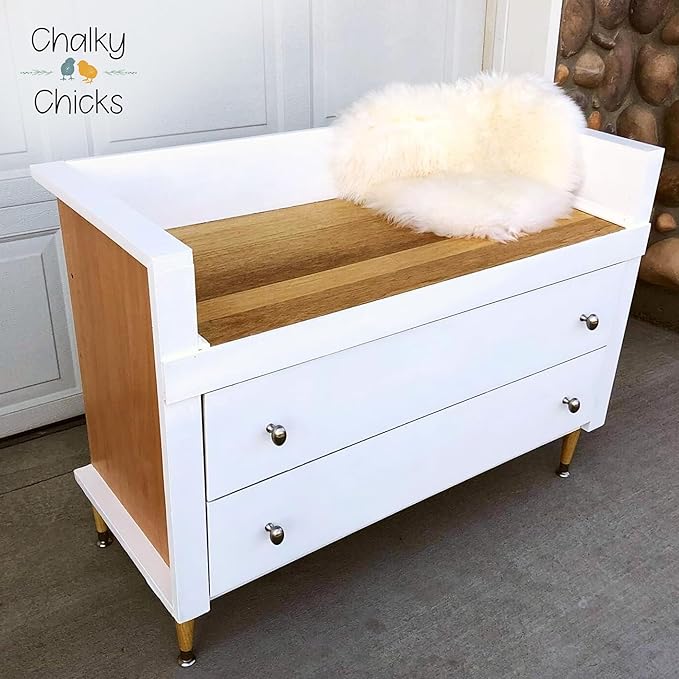 Chalky Chicks All-in-One Chalk Paint for Furniture or Cabinet - 32 Fl Oz - Matte Finish CottonTail White for Metal, Wood Furniture Paint - No Sanding All-in-One for Home Decor & Crafts, USA Made