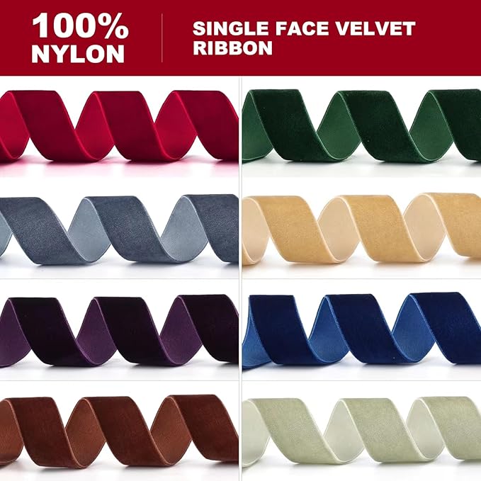 Burgundy Velvet Ribbon,1-1/2"W x 20Yd Single Face,Great for Gift Wrapping,Hair Bows,Handmade Craft and Christmas,Wedding Decoration (1-1/2" Burgundy)