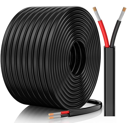 14 Gauge Wire, 14 AWG 2 Conductor Electrical Wire, Flexible/Oxygen-Free Tinned Copper/Stranded PVC 14/2 Cord for Automotive, Marine, LED Strips, Solar, RV, Lighting (50FT)