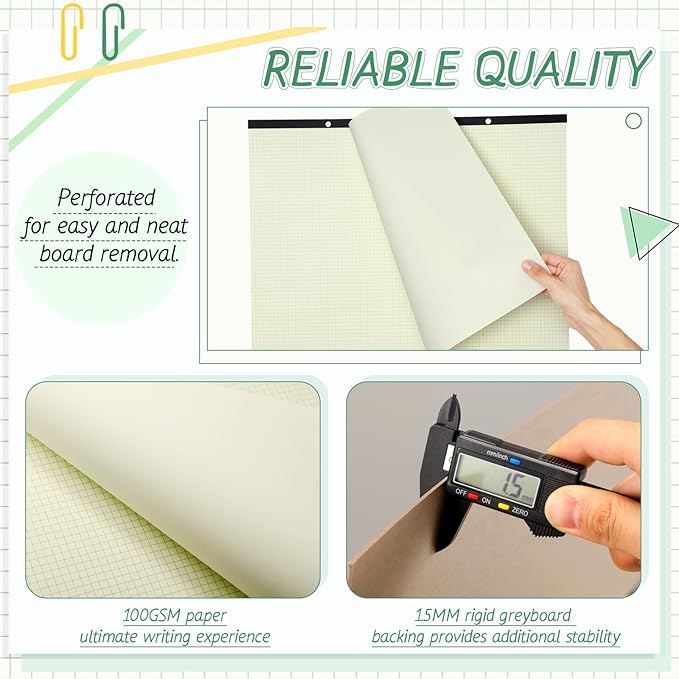 2 Pcs 22 x 17'' Large Engineering Paper Pad 4" x 4" Graph Paper Pad for Blueprint Drawings Drafting Paper Sketching Engineering Pad for Engineer Architect Designer Mathematician(Green Beige)