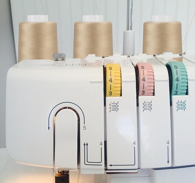 Serger Thread 4 Cones 3000 Yards Each Spool All Purpose Polyester Thread 40S/2 for Sewing, Serger, Overlock, Quilting, Piecing-Dark Khaki