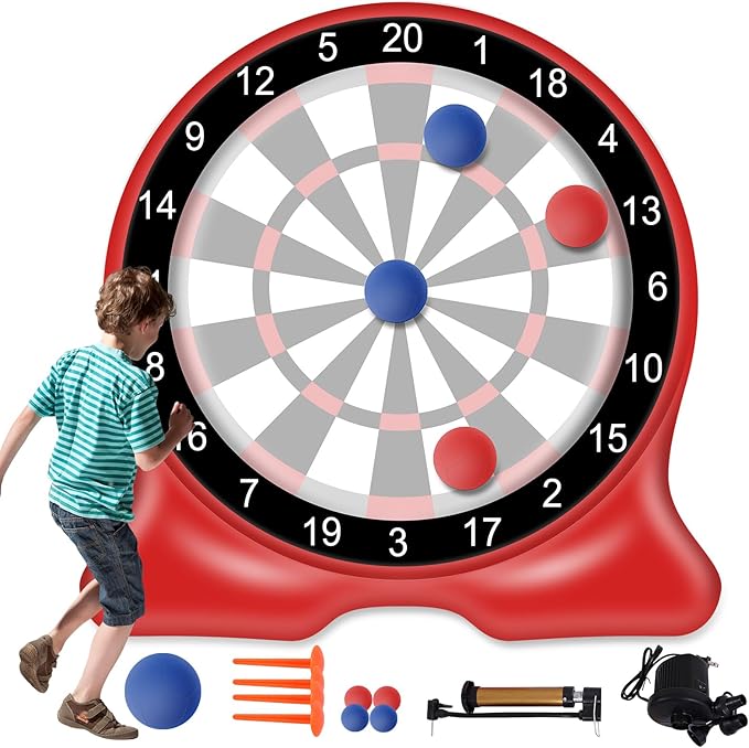 Giant Inflatable Dart Board, 6.5FT Outdoor Games for Adults & Family, Fun Backyard & Yard Game, Large Carnival Game, Giant Soccer Kick Golf Dartboard