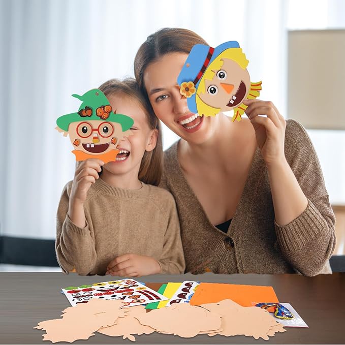 Fennoral 12 Pack Fall Craft for Kids Make You Own Scarecrow Foam Stickers DIY Arts and Crafts for Boys Girls Fall Art Activities Party Supply Autumn Thanksgiving Decoration