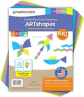 ARTshapes 840 pc Creative Paper Shapes Pack with 70+ Idea Guide - US Made Card Stock - Punch Out Funky DIY Craft Supplies for Whimsical Art Designs, Paper Crafts, and Pattern Play 5 Happy Colors