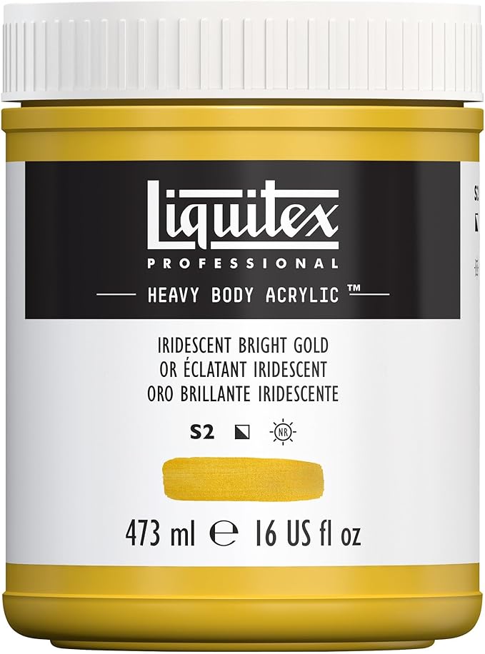 Liquitex Professional Heavy Body Acrylic Paint, 16-oz (473ml) Pot, Iridescent Bright Gold