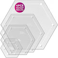 Hexagon Quilting Template Set - 4", 3", 2", 1" Sizes with 1/4" Seam Allowance - Durable Acrylic Templates for Quilting, Patchwork, Crafting, & Sewing Projects - Clear Templates for Accuracy