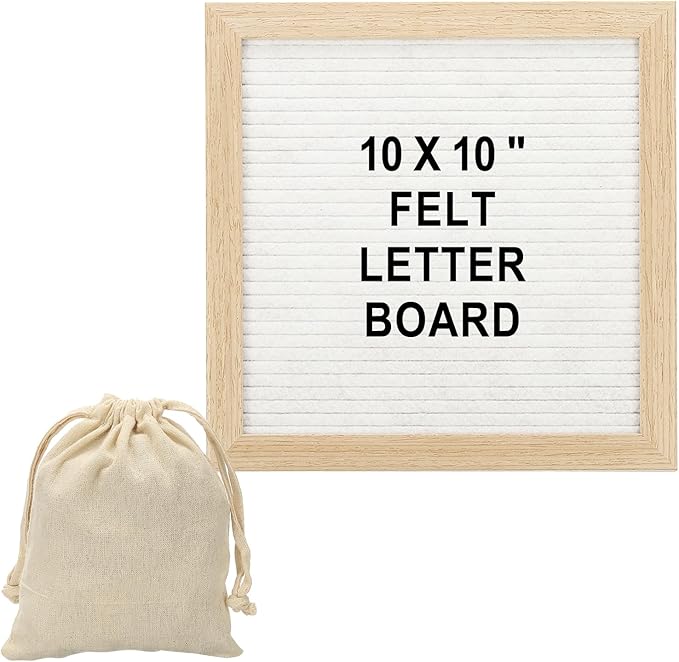 PATIKIL Felt Letter Board, 10x10Inches White Wooden Changeable Message Board with Storage Bag Stand for Kitchen Menu Farmhouse Decor Notes, Black Bronze