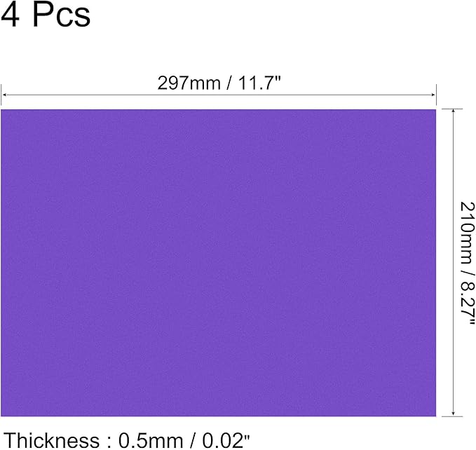 uxcell 4Pcs A4 Gel Light Lighting Filter Overlay Transparent Color Correction Plastic Vinyl PVC Sheets Photography Television Matte Purple,0.5mm