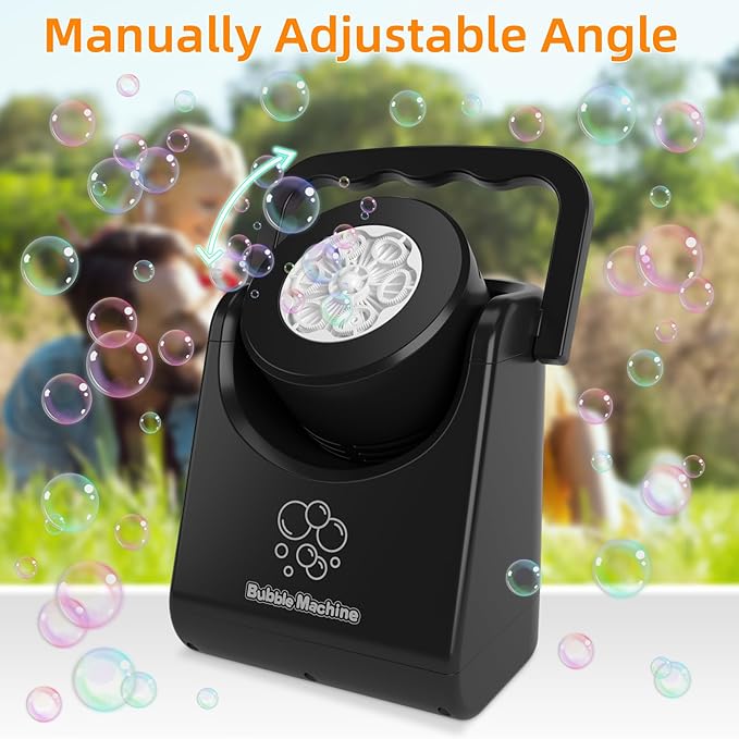 Bubble Machine for Kids Toddlers,Automatic Bubble Blower,Portable Adjustable Angle Bubble Maker,Bubbles Toy for 3 4 5 6 7 Year Old Boy Girl,Outdoor Party Birthday Easter Baskets Stuffers Gifts