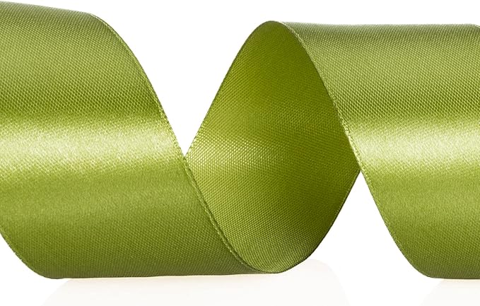 1 1/2 Inch Moss Green Solid Satin Ribbon, 50 Yards Craft Fabric Ribbon for Gift Wrapping Floral Bouquets Wedding Party Decoration
