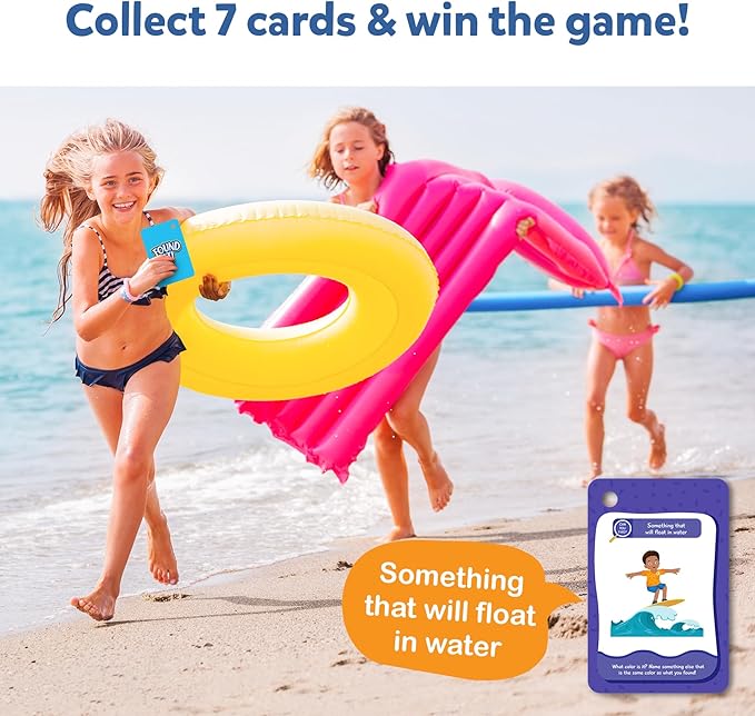 Skillmatics Scavenger Hunt Card Game - Found It Beach, Outdoor Learning Toys, Perfect for Boys, Girls and Families Who Love Board Games, 50 Waterproof Cards, Travel Game, Gifts for Ages 4, 5, 6, 7