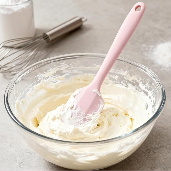 Silicone Spatula Set - Rubber Spatula - 600°F Heat Resistant Baking Spoon & Spatulas (Pink)