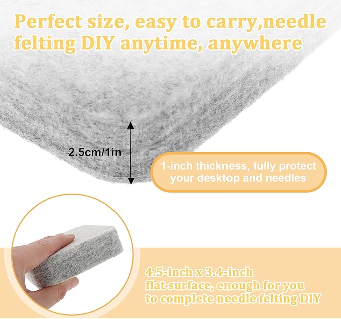 Natural Wool Needled Felting Pad Needle Felting Mat 4.6 * 3.4'' Needle Felting Tools Wool Felt Needle Felting Supplies Felting Tools for Felting Projects Natural Wool Needled Felting Mat