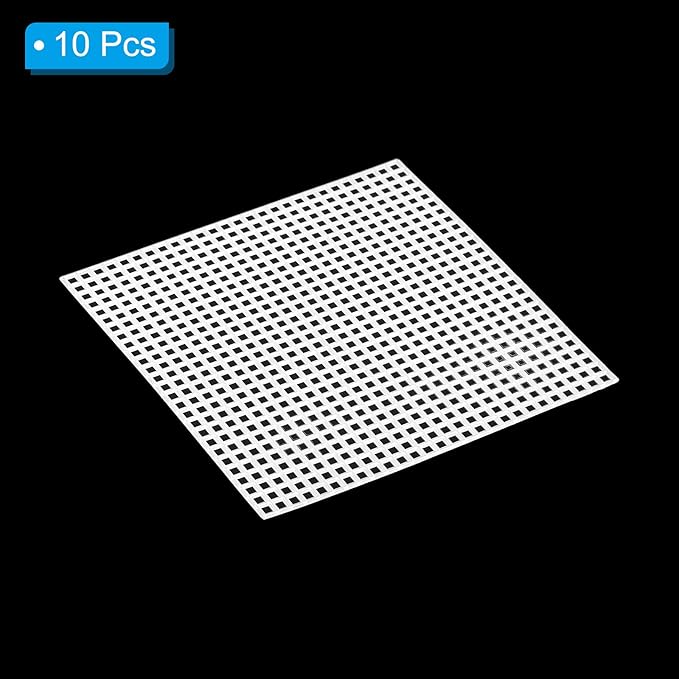 PATIKIL Plastic Mesh Canvas Sheets,10Pcs 4 x 4inch Cross Needlework Blank Yarn Crafting for Embroidery DIY Bookmarks Cup Mats, White, Square