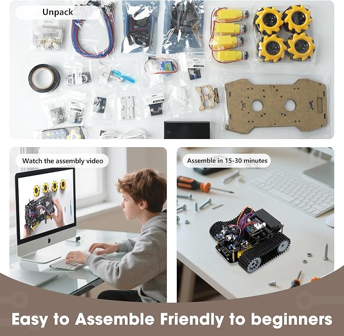 Robotics Kit for Kids Ages 8–12, Smart Robot Tank Car Compatible with Arduino & Scratch, STEM Toys for Boys Ages 8–12, App & Remote Control, Birthday Gift for Boys, Girls and Adults