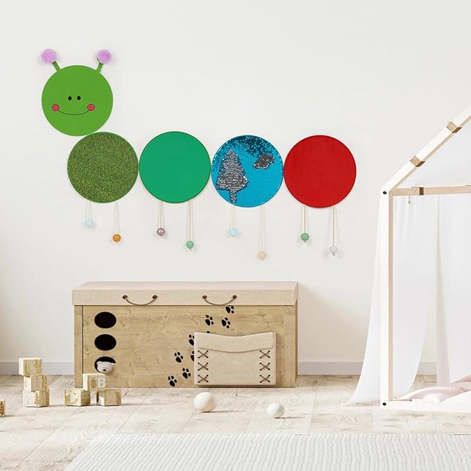Sensory Wall Panel for Kids, Sensory Toys for Wall ＆ Floor, Sensory Mats for Autistic Children and Toddlers, Wall Busy Board Sensory Room Must Haves (Caterpillar)