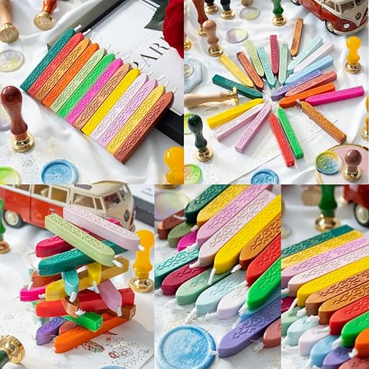 8Pcs Sealing Wax Sticks with Wicks, Wine Red Waxs Seal Stick Great for Letter Seals Waxing Stamp Wedding Invitations, Packaging Decoration (8)