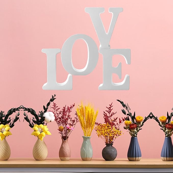 Wood Letters 4.3 Inch, White Unfinished Wood Letters for Graft, Wooden Letters for Wall Decor, Standing Letters for Bedroom, Home, Birthday, Party, DIY Graft (Love)