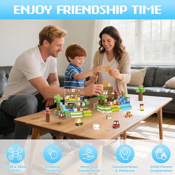 Magnetic Blocks, 150PCS 0.8" Magnetic Building Blocks, Magnet Cubes for Kids, STEM Sensory Toys for Toddlers Boys Girls Ages 3-12 Years Old Christmas Birthday Gifts
