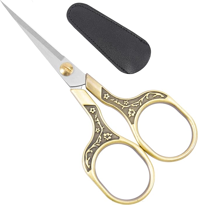 Small Craft scissors-5 Inch Vintage Precision Scissors-Ultra Sharp Blade Shears,scotch scissors for Office Home School Sewing Fabric Craft Hair trimming,Facial,Beard,Eyebrow (Bronze)…