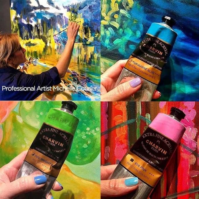 Charvin Extra Fine Professional Acrylic Paint - Sap Green, 150ml Tube, Triple-Milled, Lightfast Pigments, Open Stock Artist Acrylic Paints in Nature-Inspired Hues