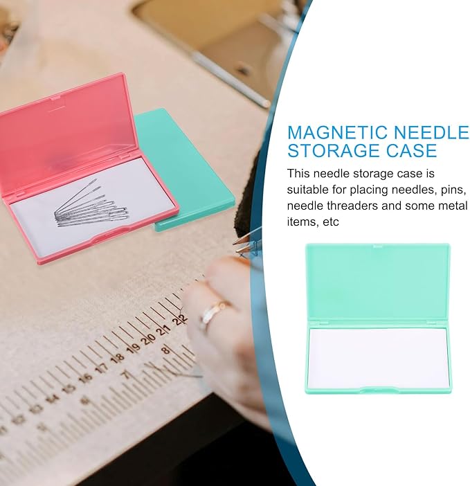 PATIKIL Magnetic Needle Storage Case, Plastic Portable Sewing Pin Keeper Needle Organizer Box Container for Embroidery Knitting Stitching, Green