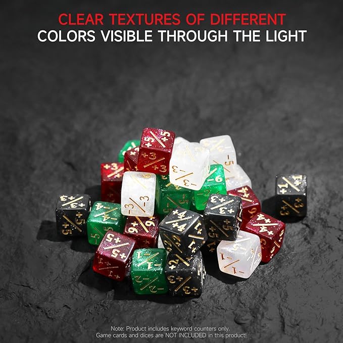 SIXPOINTS 108PCS 12mm MTG +1/+1 Tokens 6 Sided Dice & Keyword Counters Tokens Set for Magic The Gathering, MTG, TCG, Card Games Accessories