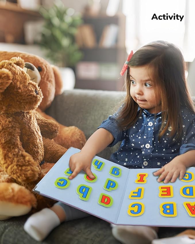 CHEFAN Foldable Felt Board for Toddlers 22 x 13, Freestanding Flannel Board for Kids, Preschool Classroom and Daycare Storytelling Display, Compatible with Felt Set, Blue
