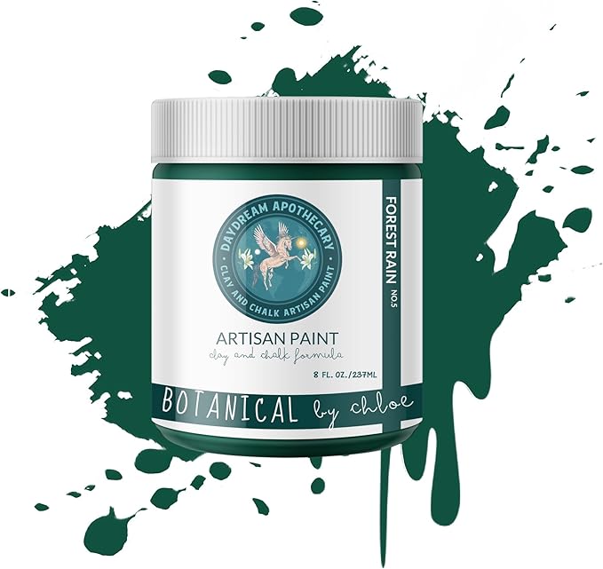 Daydream Apothecary Premium Chalk Style Paint for Furniture, Home Décor, Wood, DIY Interior Projects, Quick Dry, No Prep or Prime Needed, Matte Dark Green - 8oz