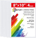 Simetufy 4 Pack 8x10 Inch Canvas Boards Canvas Panels-Gesso Primed Acid-Free 100% Cotton Blank for Acrylics Oil Watercolor Tempera Paint