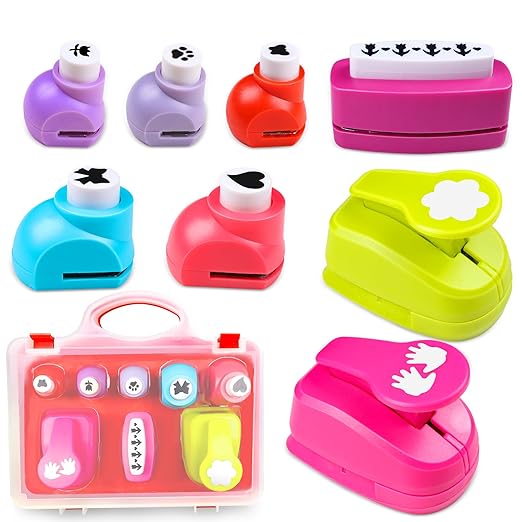 Creative Kids DIY Puncher Craft Set, Paper Hole Punches for Kids, Craft Hole Punch Shapes Set, Shape Cutters for Crafts, Craft Scissors and Hole Punch Set Scrapbook Supplies