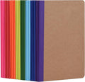 ZCZN Composition Notebooks Bulk, A5 Kraft Cover Lined Journals with Rainbow Spines for School, Business, Work and Daliy Use (24, 8 colors)