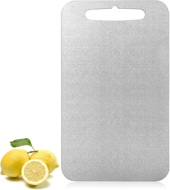 Pure Titanium Cutting Board - Double-Sided Titanium Cutting Board for Kitchen with Bamboo Side