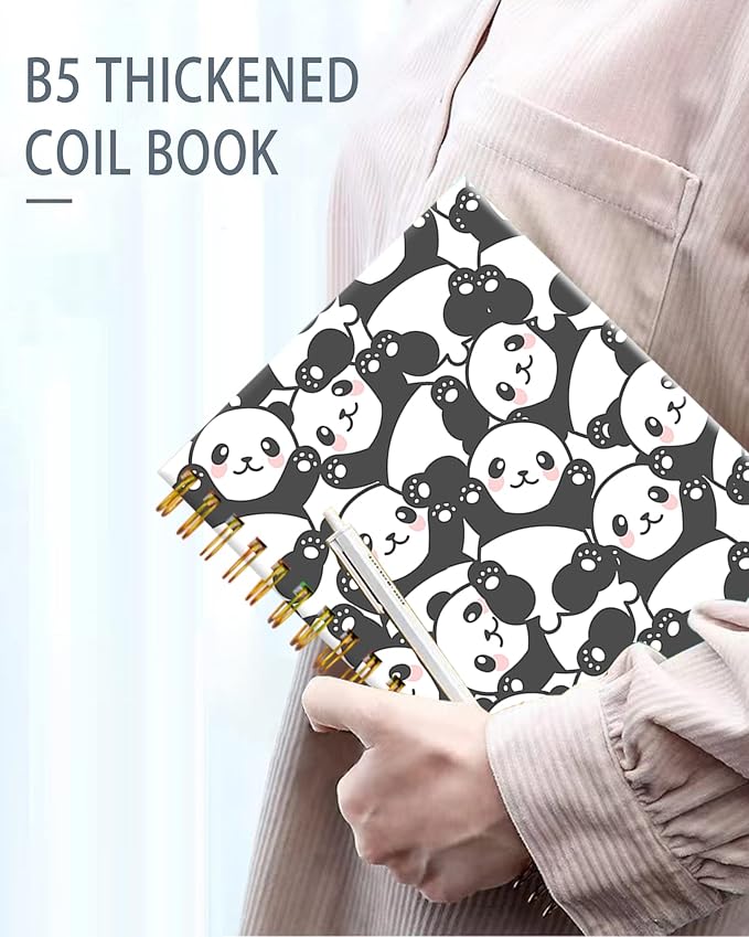 iampanda Spiral Journal Notebook,Cute Strong Twin-Wire Binding with Premium Paper for Girl Women,60 Sheets A5 College Ruled Notebook/Journal,Perfect for School Office Home Gifts,Smile Panda
