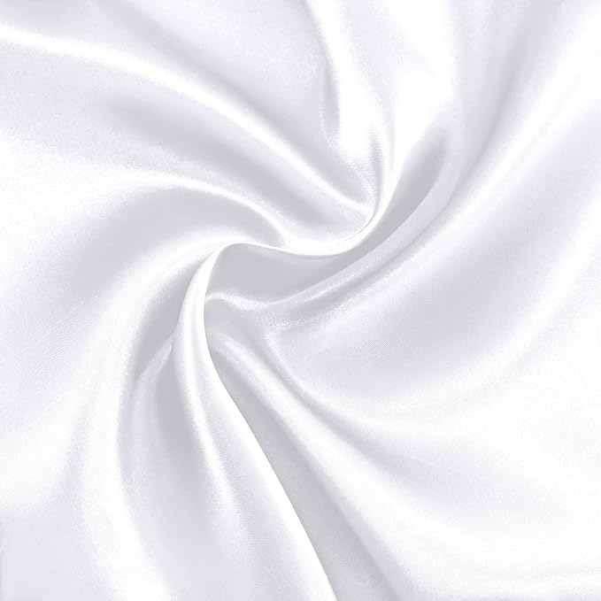 RUDONG M White Satin Fabric by The Yard, 1 Yard x 60 Inch Wide Silky Charmeuse Satin Fabric, Soft Satin Fabric for Wedding Decorations, Bridal Dress, Sewing, Accessories, DIY Crafts