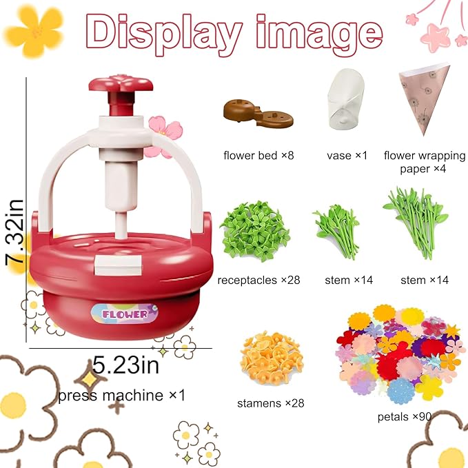 EALRIDV Fabric Flower Bouquets Toys, DIY Flower Press Kit, Creative Floral Craft Set for Kids Ages 4 5 6 7 8+ Years Old, Build Your Own for Birthday Gifts, Arts and Crafts Projects