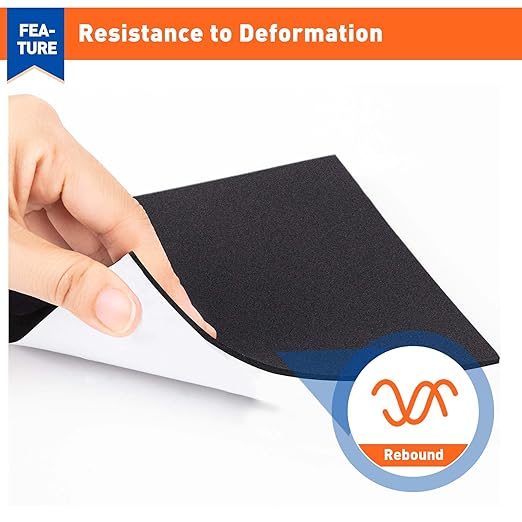 MAGZO 5Pcs Adhesive Foam Padding 1/4 in Thick X 12 in X 8 in,Closed Cell Foam Sheets Neoprene Rubber Self Stick Pads Anti Vibration Pads,Black (12in x 8in x 1/4in, 5Pcs)