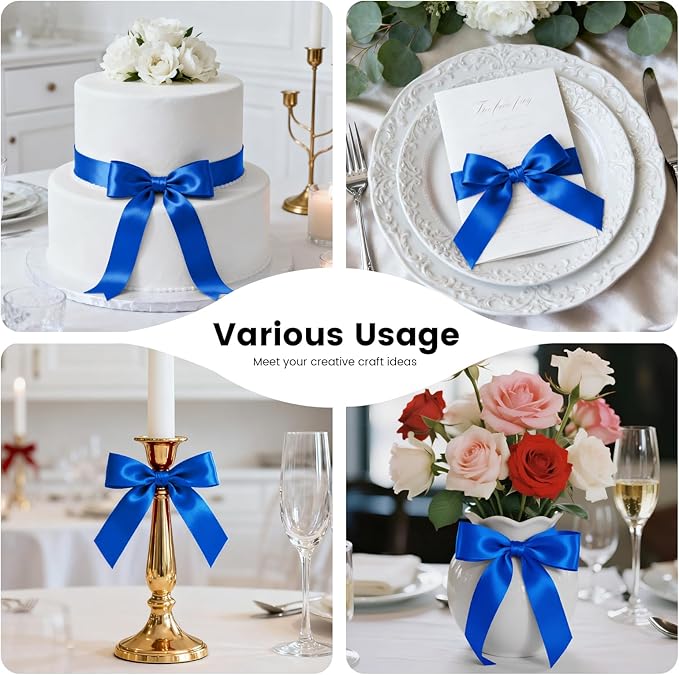 1-1/2 Inch 25 Yards Satin Ribbon Royal Blue, Solid Color Fabric Ribbon for Gift Wrapping, Wedding, Polyester Gift Ribbon for Birthday Party Decoration, Craft, Hair, Floral, Sewing