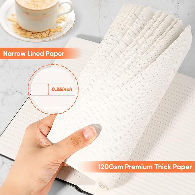 Huhuhero Notebooks Journal, Ruled Notebook, Premium Thick Paper Lined Journal, Black Hardcover Notebook for Office Home School Business Writing Note Taking Journaling, 5"×8.25" (5, Navy Blue)